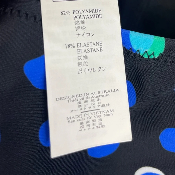 Seekers Australia Black Shaping Blue Green Polka Dot One Piece Bathing Suit - Picture 8 of 8